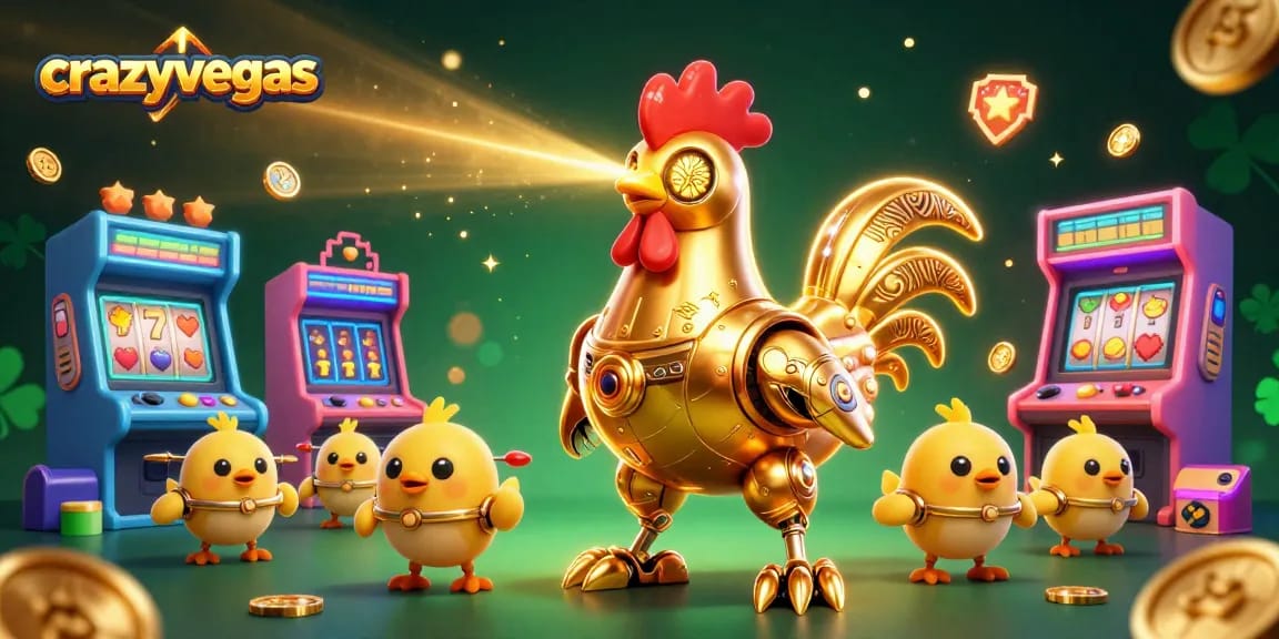 Experience thrilling gameplay with crazyvegas, featuring retro-futuristic characters in a vibrant casino scene.